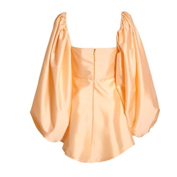 Wandering Duchesse Puff-Sleeve Mini Dress XS Orange - Picture 3 of 4